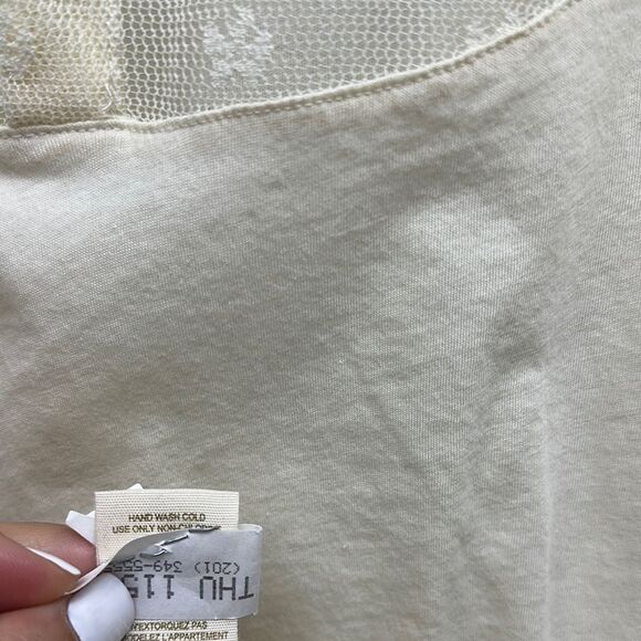 Free People Cream Pleated Blouse with Mandarin Collar - Picture 8 of 9